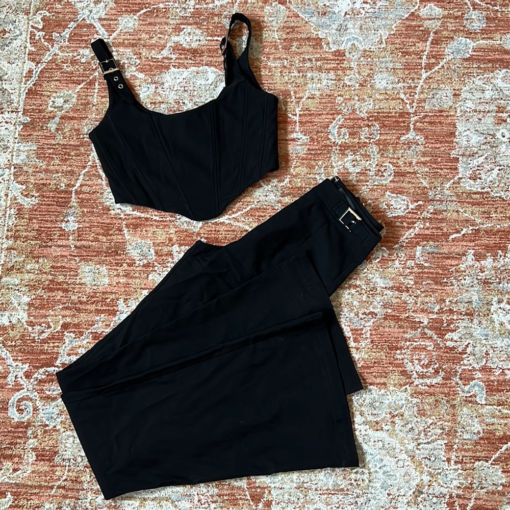 White Fox Boutique Black Two-Piece Jumpsuit Set